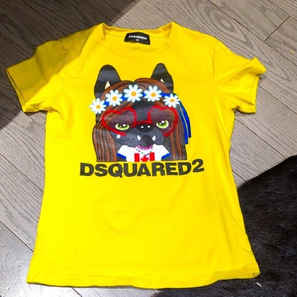 DSQUARED2 Kids Yellow Dog Graphic Tee - Size 8 Excellent Condition Like New - Picture 2 of 4